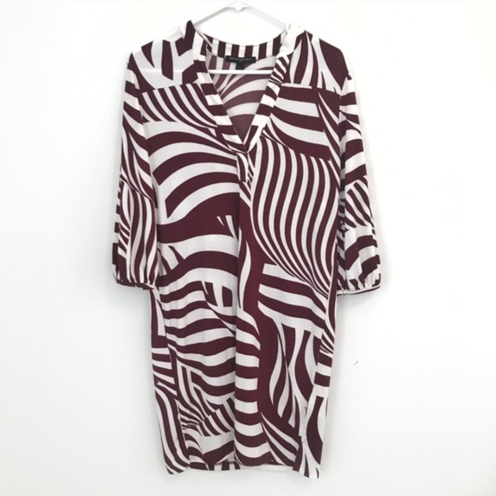 Banana Republic Retro Print Dress Maroon White XS